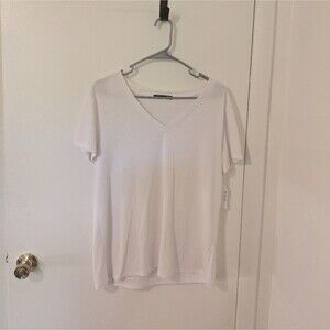 Black Tape_  White V-Neck Women's Top medium